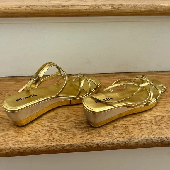 Prada Gold with Silver accent Sandals, 38.5, Made in Italy - Picture 8 of 10
